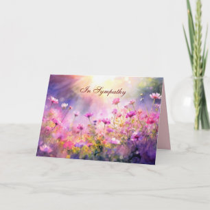 Carte de voeux Sympathie avec Fleurs Roses Rayons 