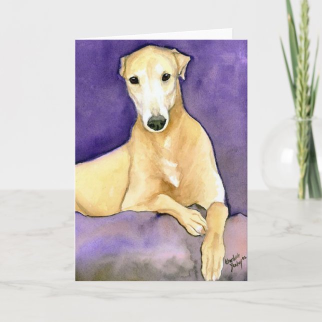 Carte de voeux "Tan Greyhound" Chien Art (Devant)