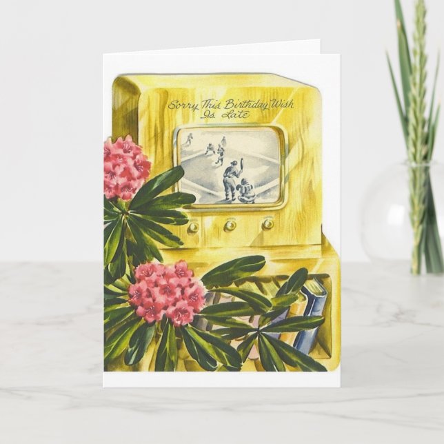 Carte de voeux tardive de base-ball d'anniversaire (Devant)