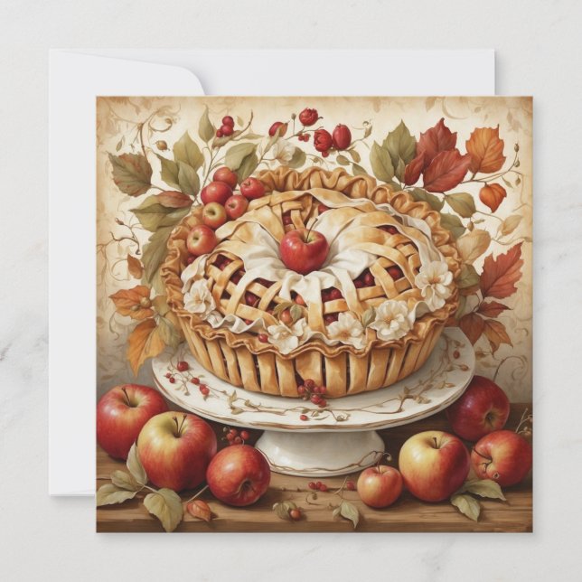 Carte de vœux Tarte aux pommes d'automne (Devant)