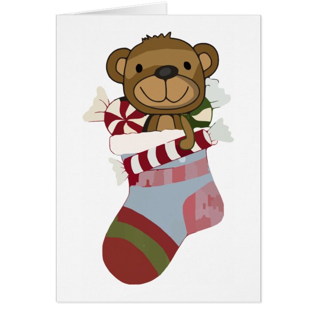 Carte de voeux Teddy Bear Stocking (Devant)