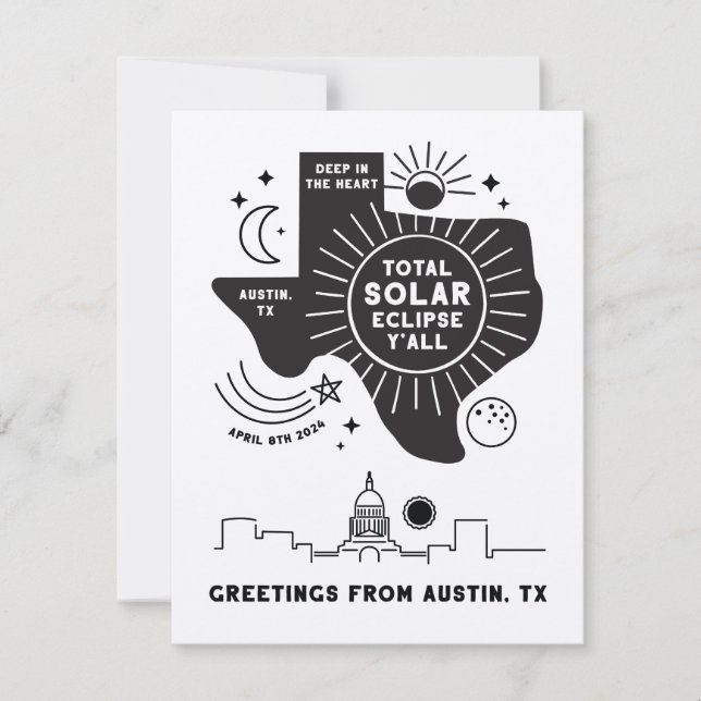 Carte de voeux Total Solar Eclipse Austin Texas (Devant)