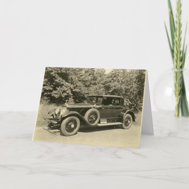 Carte de voeux très ancienne voiture (Devant)