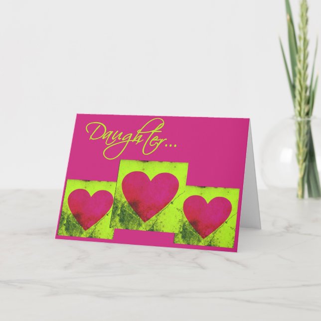 Carte de voeux Triple Coeur Valentine Fille (Devant)
