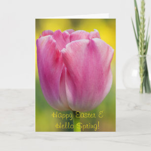 Carte de vœux Tulipe rose de printemps