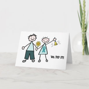 Carte de voeux turquoise Ribbon Chemo Bell Couple