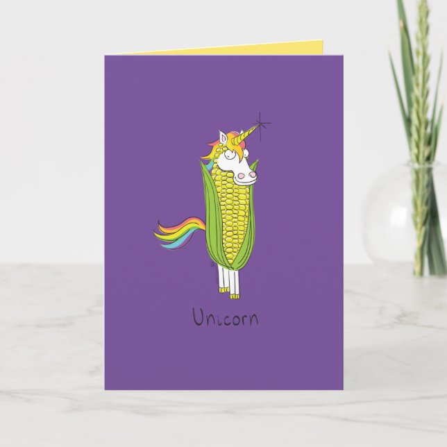 Carte de voeux Unicorn Funny Corn (Devant)
