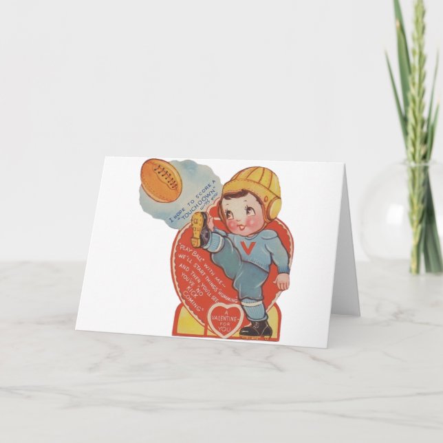 Carte de voeux Valentine Football vintage (Devant)