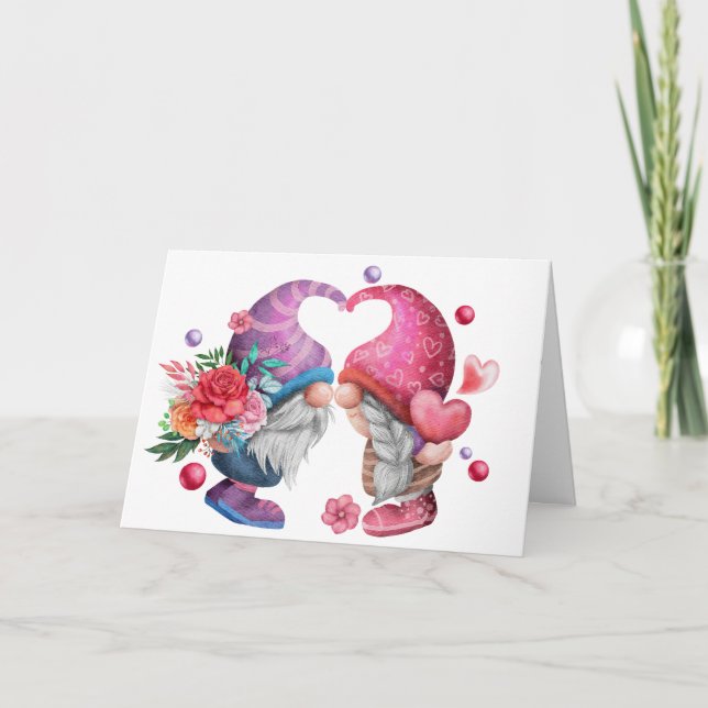 Carte de voeux Valentine Gnome Couple (Devant)