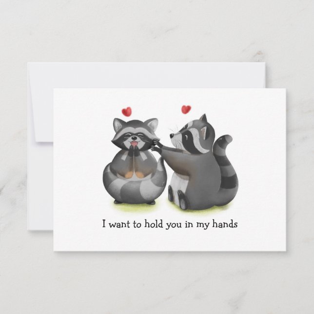 Carte de voeux Valentine Romantic Raccoon Couple (Devant)