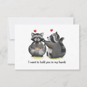 Carte de voeux Valentine Romantic Raccoon Couple