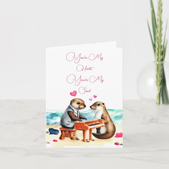 Carte de voeux Valentines Otters (Devant)
