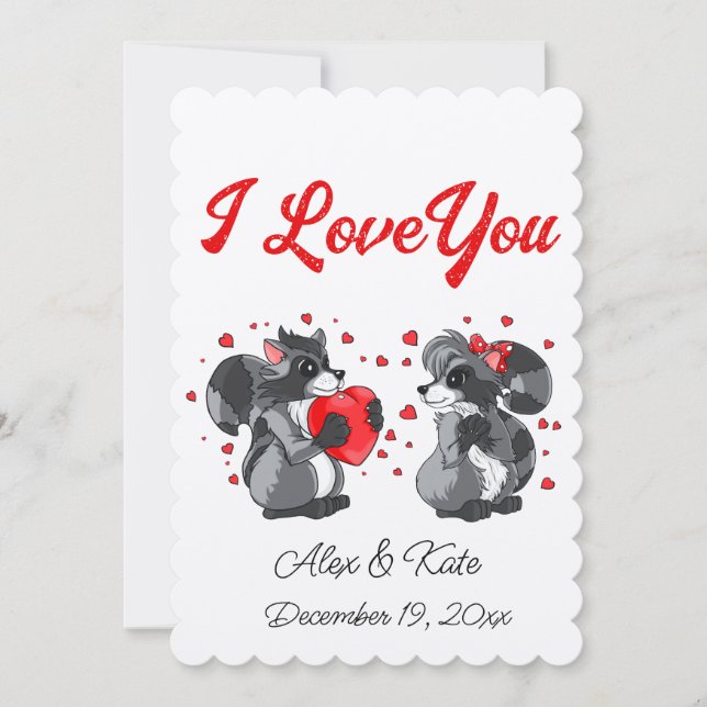 Carte de voeux Valentines Raccoon (Devant)