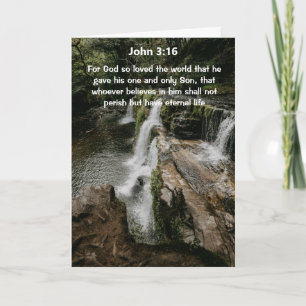 Carte de vœux verset biblique Jean 3:16 Chute d'ea