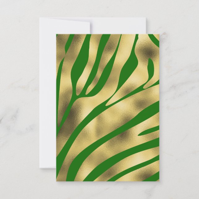 Carte de voeux verte et blanche Zebra Gold (Devant)