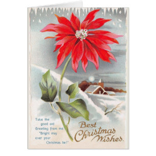 Carte de voeux victorienne de Noël de poinsettia