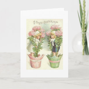 Carte de voeux victorienne de Pâques d'enfants