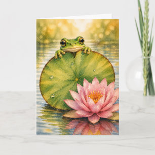 Carte de vœux vierge aquarelle avec nénuphar et gr