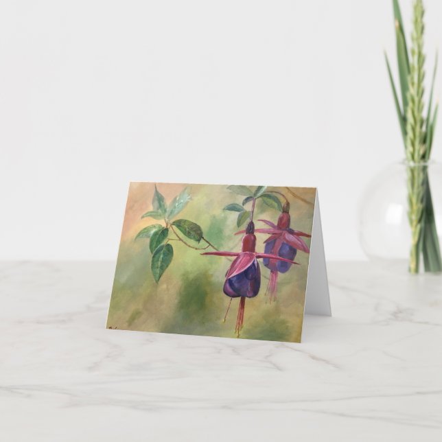 Carte de voeux vierge au design floral Fuchsia (Devant)