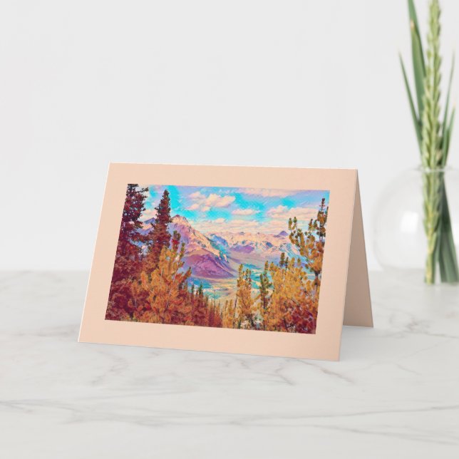Carte de voeux vierge avec scène de montagne (Devant)
