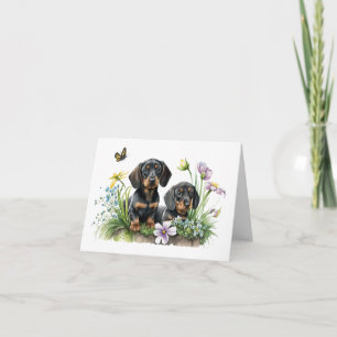 Carte de vœux vierge chiots Dachshund