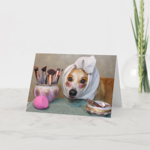 Carte de vœux vierge Corgi Maquillage