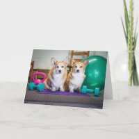 Carte de vœux vierge Corgis de salle de sport