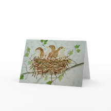 Carte de voeux vierge de 3 oiseaux de bébé