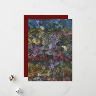 Carte de voeux vierge de colibris en vol
