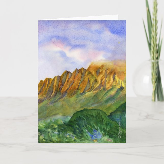 Carte de voeux vierge de Kauai Hawaï de falaises (Devant)