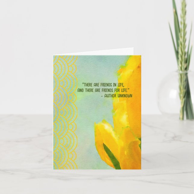 Carte de vœux vierge Fleurs de tulipes jaunes Amis (Devant)