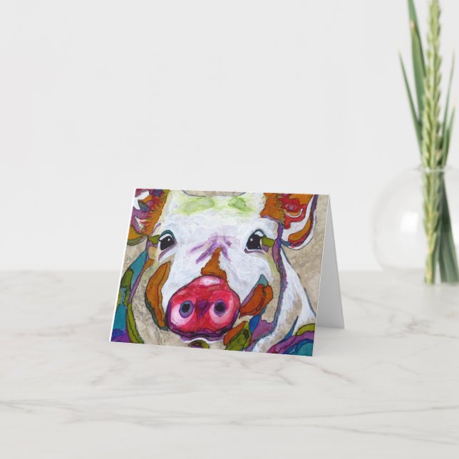 Carte de voeux vierge piggy souriante (Devant)