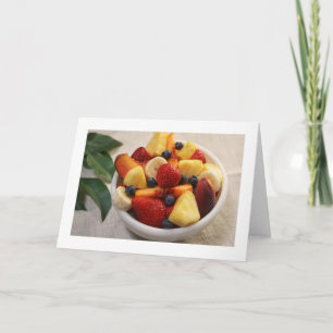 Carte de vœux vierge pliée avec bol de fruits