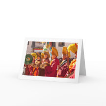 Carte de voeux vierge pliée de moine tibétain
