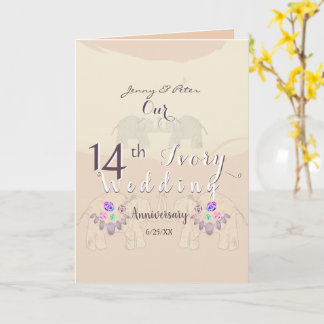 Carte de vœux vierge pliée pour le 14e anniversair