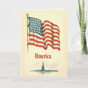 Carte de voeux vintage American Flag