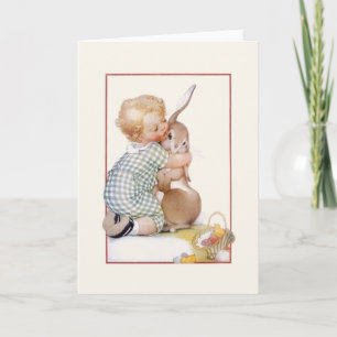 Carte de voeux vintage Bunny Hugs de Pâques