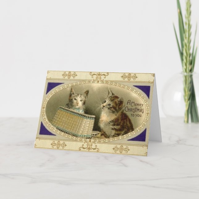 Carte de voeux Vintage Christmas Cat (Devant)