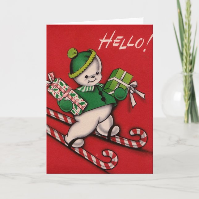 Carte de voeux Vintage Christmas Snowman (Devant)
