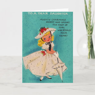 Carte de voeux vintage d'anniversaire de fille