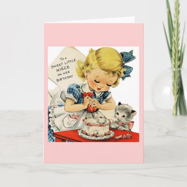 Carte de voeux vintage d'anniversaire de nièce (Devant)