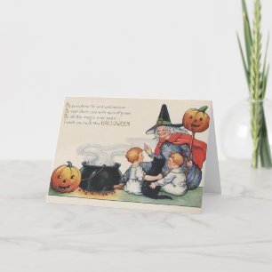 Carte de voeux vintage de chance de Halloween
