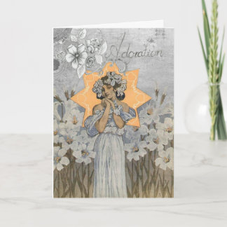Carte de voeux vintage de Madame Floral d'art déco