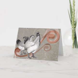 Carte de voeux vintage de poulets