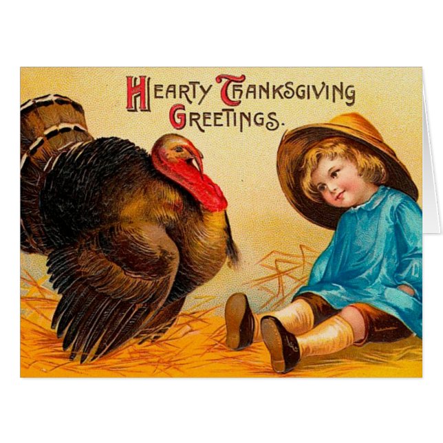 Carte de vœux vintage de Thanksgiving (Devant horizontal)