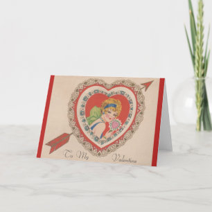 Carte de voeux vintage de Valentine d'aileron
