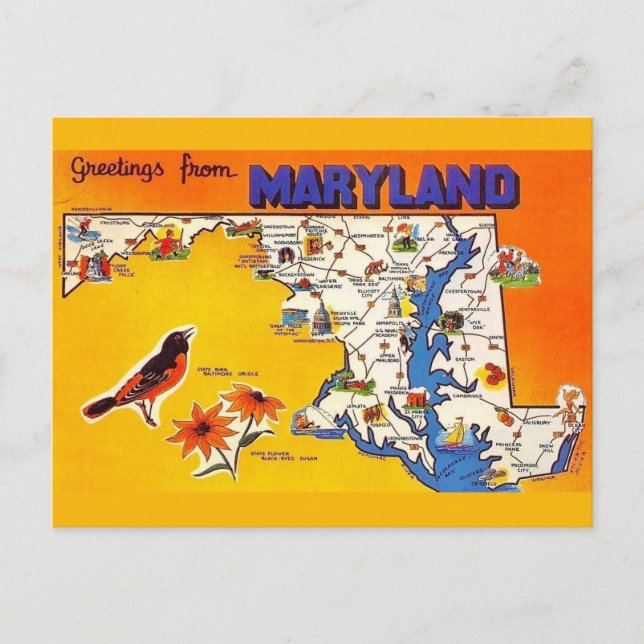 Carte de vœux vintage du Maryland (Devant)