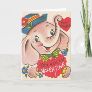 Carte de voeux vintage Elephant Valentine