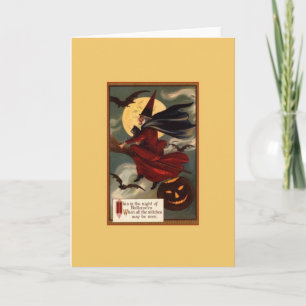 Carte de voeux vintage Halloween Witch