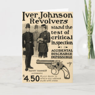 Carte de voeux vintage Iver Johnson Revolver Gun G